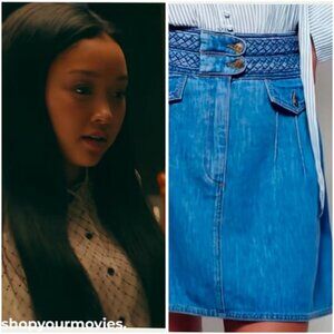 Free People - Braided Waist Baby A-line Hemp Mini Skirt | Light Blue | Size 4